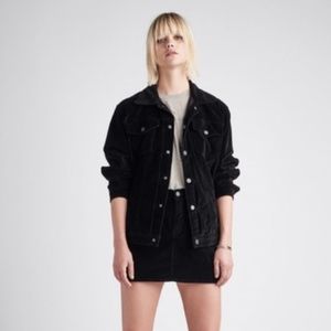Hudson Port Velour Trucker Jacket in black - Size L